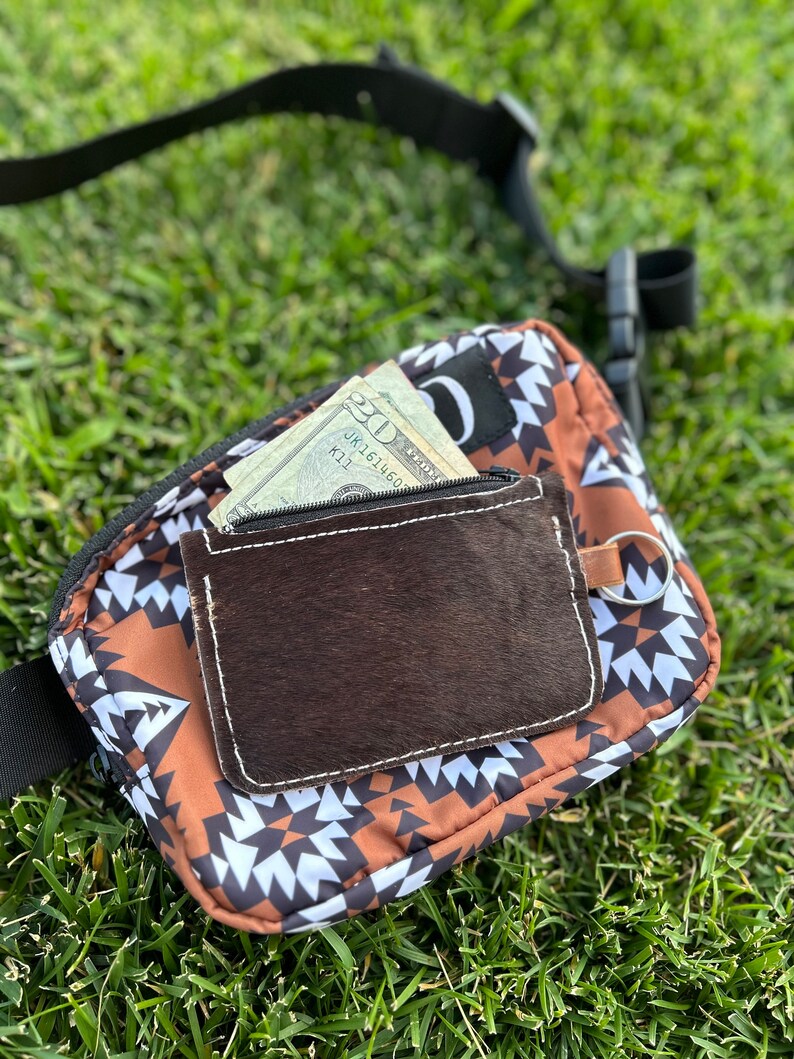 Cowhide & Tooled Leather Keychain Zipper Wallet Etsy