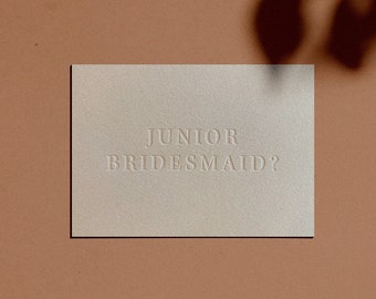 JUNIOR BRIDESMAID? Proposal Card | Letterpressed | Minimal | Simple | Classy | Modern