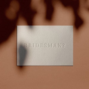 BRIDESMAN Proposal Card Letterpressed Minimal Simple Classy Modern image 1