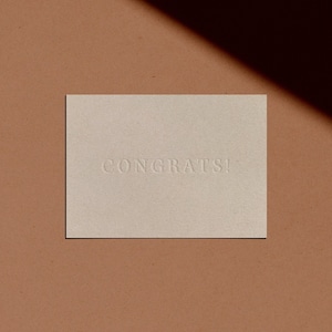 CONGRATS Card Letterpressed Minimal Simple Classy Modern image 1