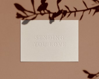 SENDING YOU LOVE Card | Letterpressed | Minimal | Simple | Classy | Modern | Chic