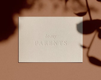 to my PARENTS Card | Letterpressed | Minimal | Simple | Classy | Modern