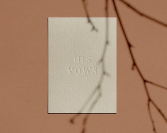 HIS VOWS Card/Booklet | Minimal | Simple | Classy | Modern