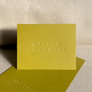 MAtrone d'Honneur ?  Carte de proposition | Impression typographique | Minimal | Simple | Chic | Moderne | en Chartreuse