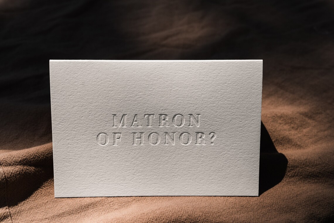 Matron of Honor Proposal Card Letterpressed Minimal - Etsy