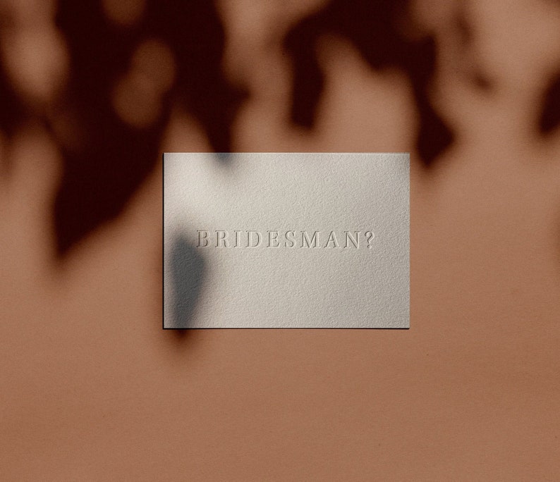 BRIDESMAN Proposal Card Letterpressed Minimal Simple Classy Modern image 1