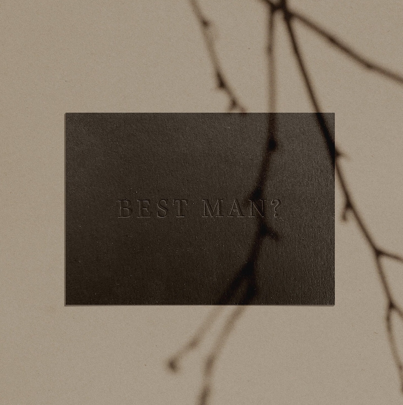 BEST MAN Proposal Card Letterpressed Minimal in black Simple Classy Modern image 1