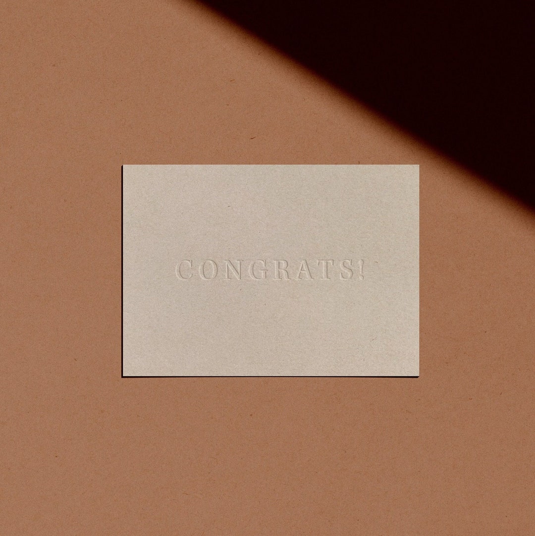 CONGRATS! Card | Letterpressed | Minimal | Simple | Classy | Modern - Etsy