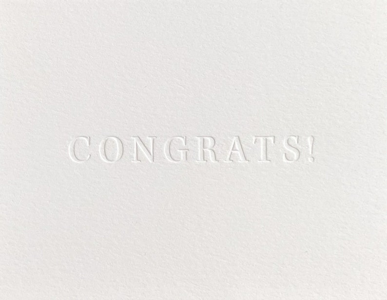 CONGRATS Card Letterpressed Minimal Simple Classy Modern image 2