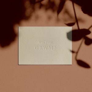 wil je GRWM? Kaart | Letterpressed | Minimaal | Eenvoudig | Stijlvol | Modern