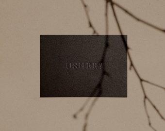 USHER? Proposal Card | in Black | Letterpressed | Minimal | Simple | Classy | Modern