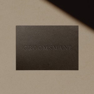 BRUIDEGOM? Voorstelkaart | Letterpressed | Minimaal | in zwart | Eenvoudig | Stijlvol | Modern