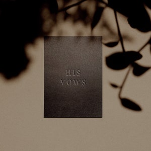 HIS VOWS Card/Booklet in Black | Minimal | Simple | Classy | Modern