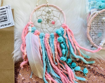 DIY Dreamcatcher, Web is woven for you, Comes with Instructions and Materials, You Choose Pompom Color