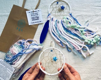 DIY Dreamcatcher, Web is woven for you, Comes with Instructions and Materials, You Choose Feather and Pompom Color