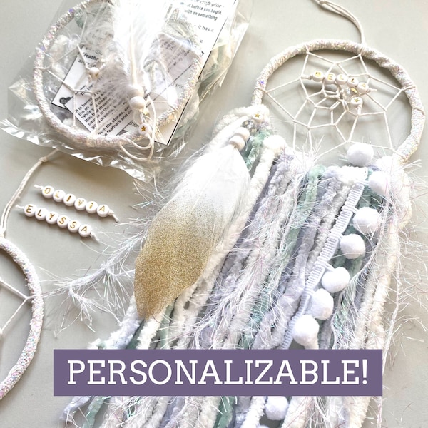 Kit de atrapasueños DIY: cristales y estrellas, añade personalización con nombre