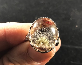 Rainbow Phantom Quartz 19x15mm Ring