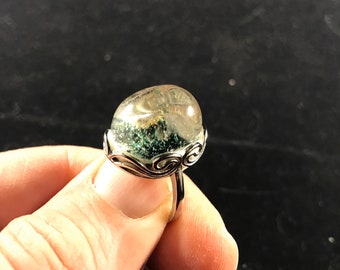 Green phantom quartz 19x16mm Ring