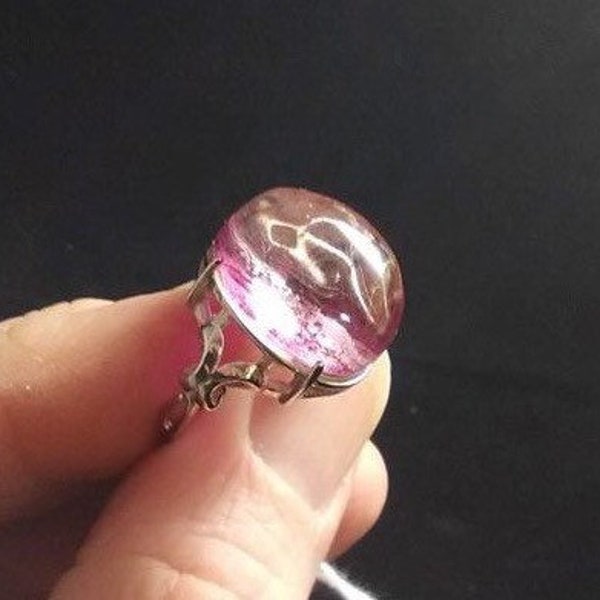 Purple Phantom Quartz with Rutilation Ring