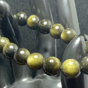 Natural Rainbow Eye Obsidian Beaded Bracelet