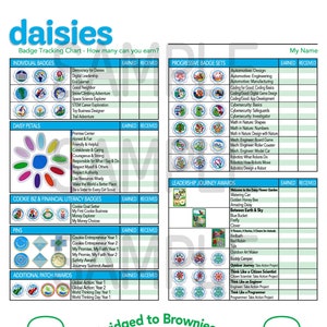 Girl Scouts DAISY Badge Tracking Chart UPDATED for 2023-2024! - Instant Download Printable - Keep track of badges earned