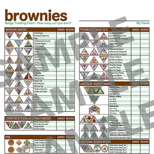 Girl Scouts Brownie Badge Tracking Chart UPDATED for 2023-2024! - Instant Download Printable - Keep track of badges earned