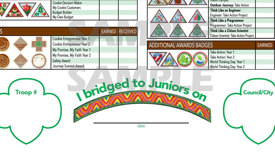 Girl Scouts Brownie Badge Tracking Chart Instant Download Etsy