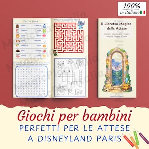 Giochi per Bambini Disneyland Paris PDF ITA | Attività da fare in coda | Labirinti, parole e quiz | Intrattenimento Parco Disney