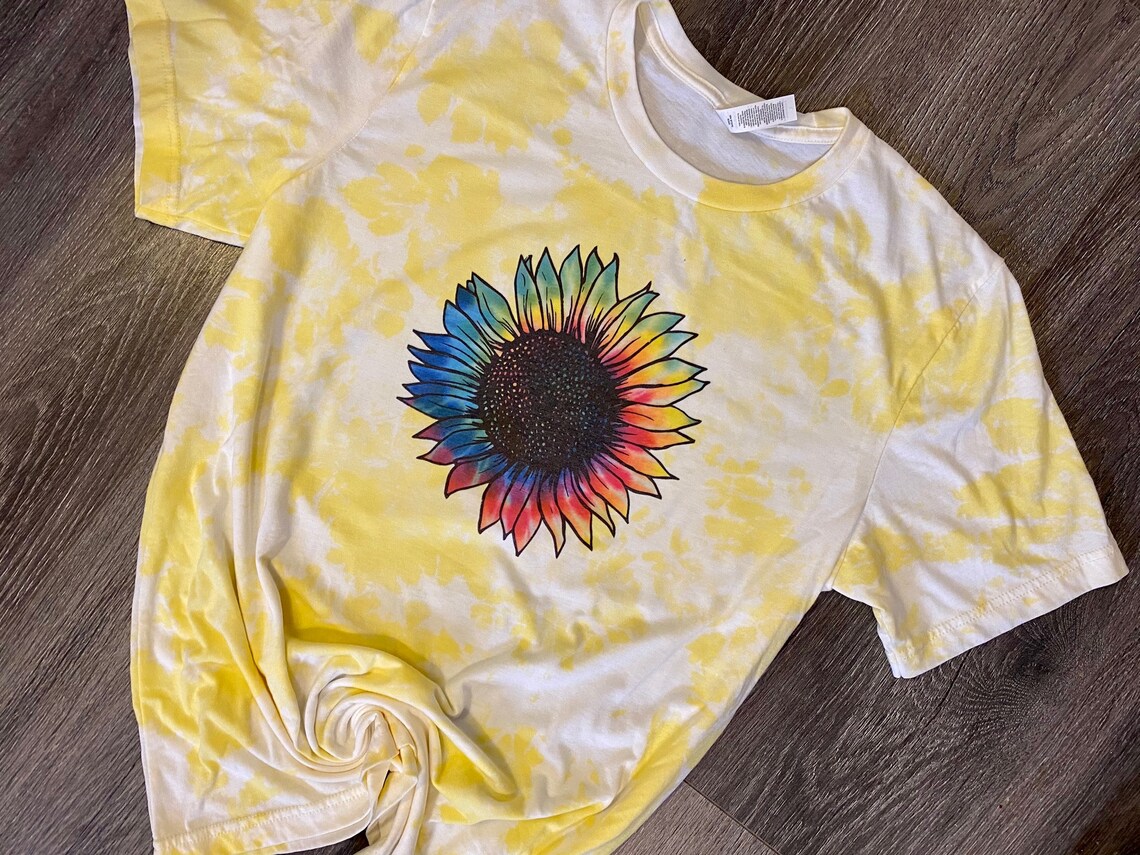 Tie Dye Sunflower shirt Sunflower bleached shirt | Etsy
