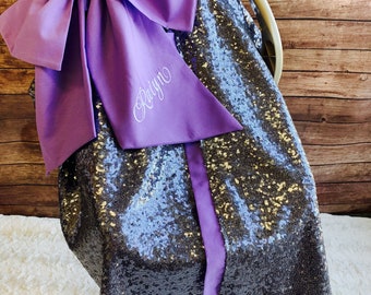 Sequin car seat cover, sequin car seat canopy, sequin baby carrier, silver and purple canopy, gray and purple baby carrier