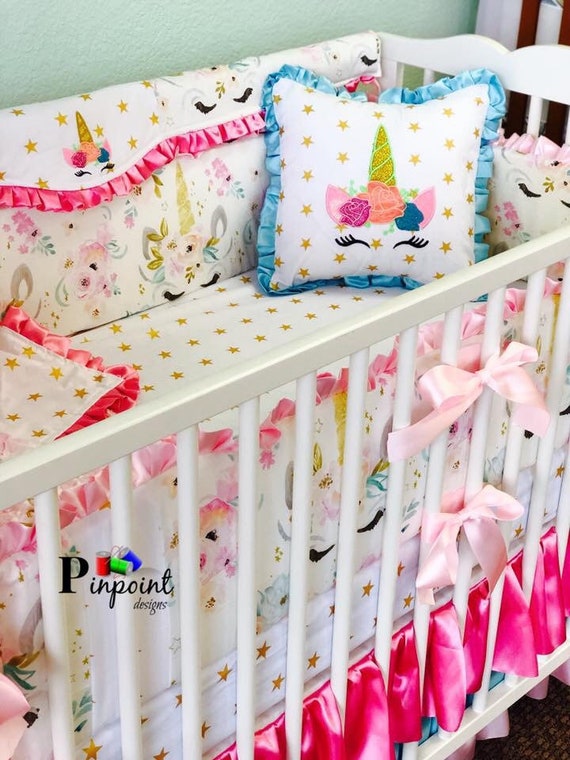 unicorn crib bumper