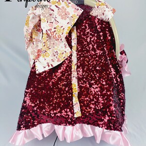 Sequin canopy, burgundy canopy, sequin car seat cover , burgundy car seat cover