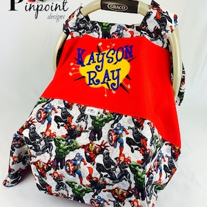 Superhero canopy, superhero car seat cover, superhero baby shower, baby super hero, superhero baby carrier, super here