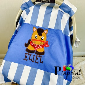 Horse canopy, baby horse car seat cover, boy car seat cover, boy car seat canopy, cowboy car seat cover