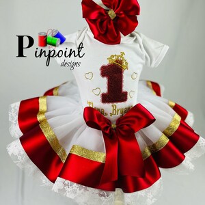 Red and gold tutu, first birthday tutu, first birthday outfit, red tutu, baby tutu,