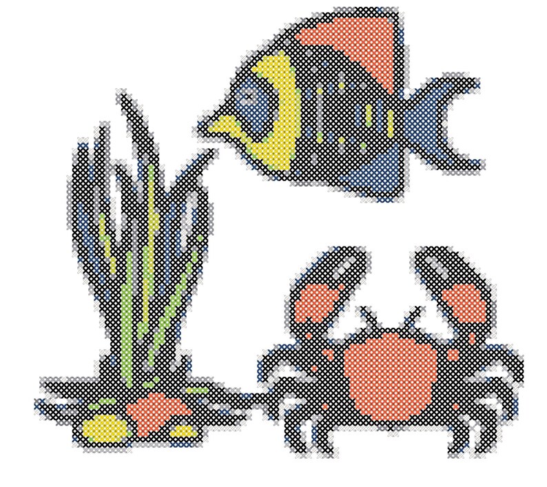 Sea Life Modern Cross Stitch Pattern Graph Pattern Tutorial Etsy