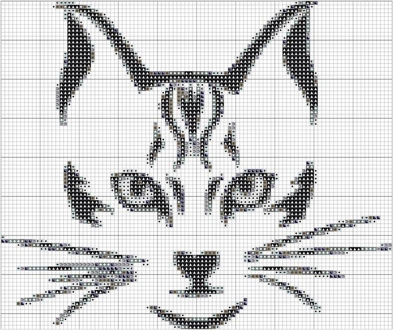 Cat Modern simple cross stitch Cross Stitch Pattern graph Etsy