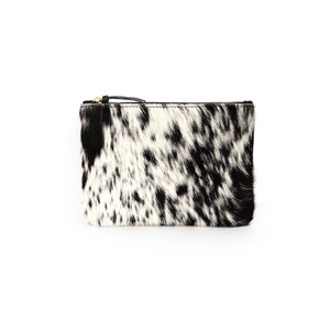 Cowhide Zipper Pouch - Black and White | Clutch | Bag | Wallet | Purse | Salt + Pepper