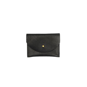 Black Leather Cardholder Wallet Coin Purse Envelope Pouch image 4
