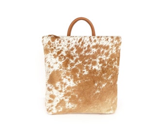 Caramel Speckled Backpack - Cowhide | Handmade Bag | Hair on Hide | Minimalist