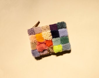 Scraps Patchwork Cartera de piel de oveja / Bolso / Monedero / Embrague / Bolsa
