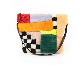 Playground Shearling Patchwork Hobo