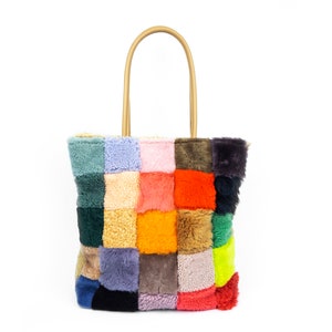Scraps Shearling Tote - Sheepskin Patchwork