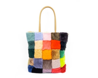 Scraps Shearling Tote - Sheepskin Patchwork