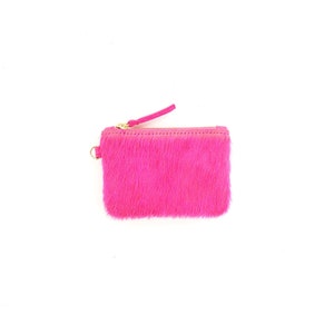 Bolsa de moedas de couro rosa | Saco de moedas | Carteira de moedas | Carteira de pele