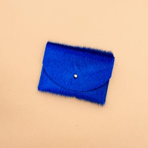 Tarjetero / Bolso / Billetera / Monedero / Bolsa tipo sobre de piel de vaca lapislázuli