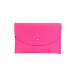 Różowa skórzana kopertówka | Torba | Etui na telefon | Skórzane etui | Różowa skórzana kopertówka