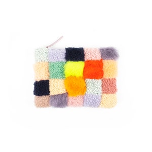 Scraps Patchwork Sheepskin Wallet Bag Purse Clutch Pouch image 2