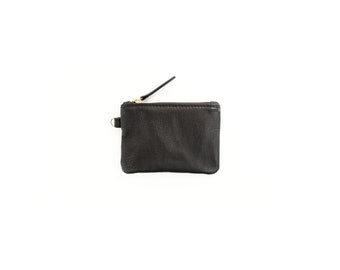 Black Leather Coin Pouch | Coin Bag | Leather Wallet | Leather Coin Pouch