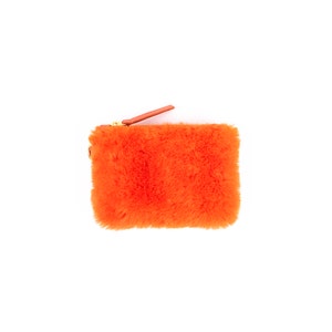 Custodia per monete in shearling arancione / Shearling / Portamonete / Custodia piccola / Shearling arancione